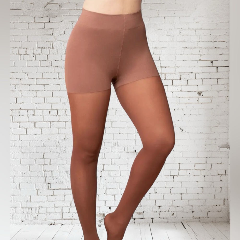 Empetua by Shapermint Chocolate Brown Tear‑Proof Tights | Smoothing NWOT Large